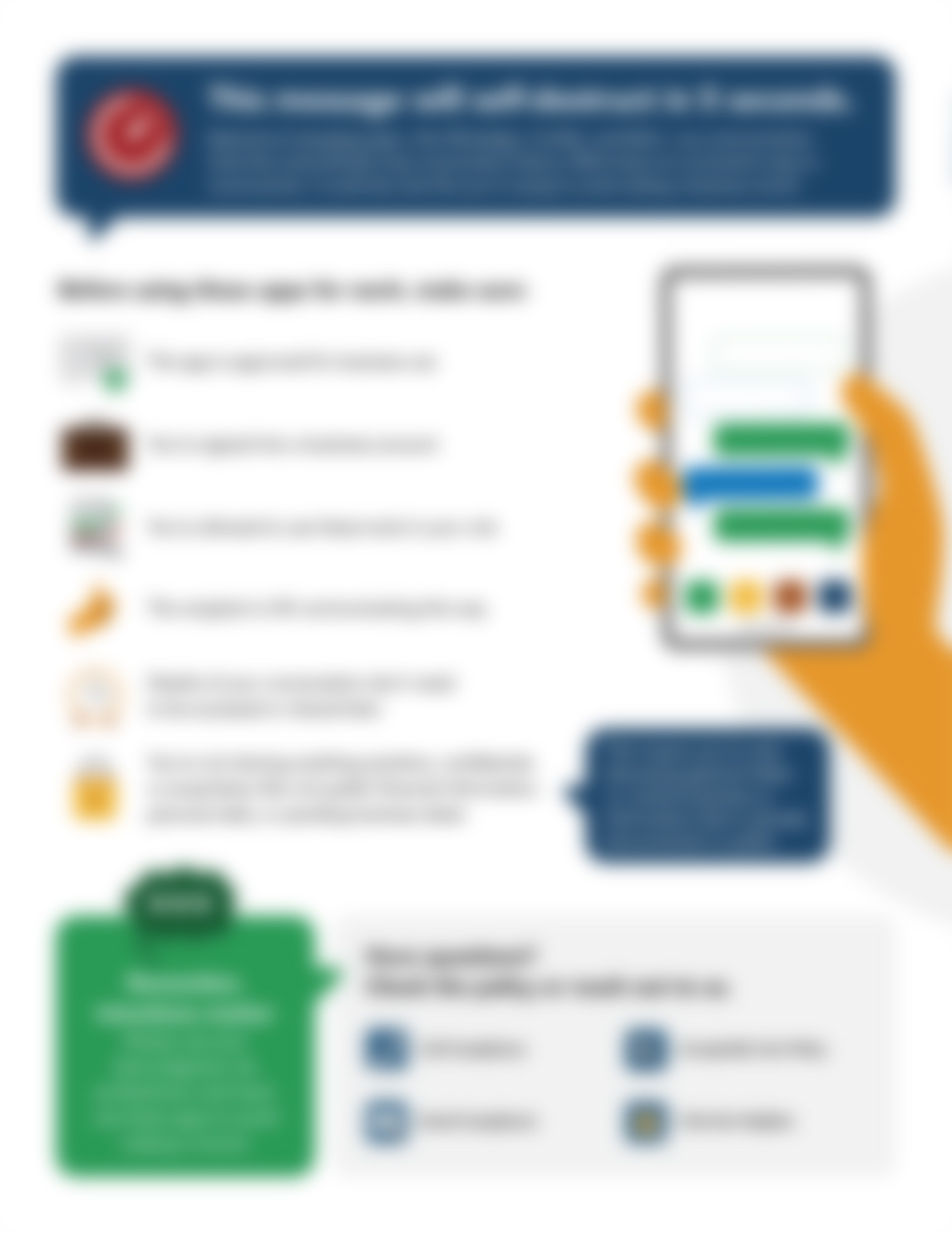 This checklist outlines everything your employees need to verify before they use ephemeral messaging apps. This checklist outlines everything your employees need to verify before they use ephemeral messaging apps.